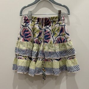 Floral Tiered Skirt with Drawstring